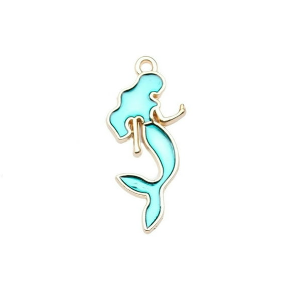 K-KED 50 pcs KC Gold Color Alloy Enamel Mermaid Charms 29X13MM DIY Delicate Jewelry Making-Blue