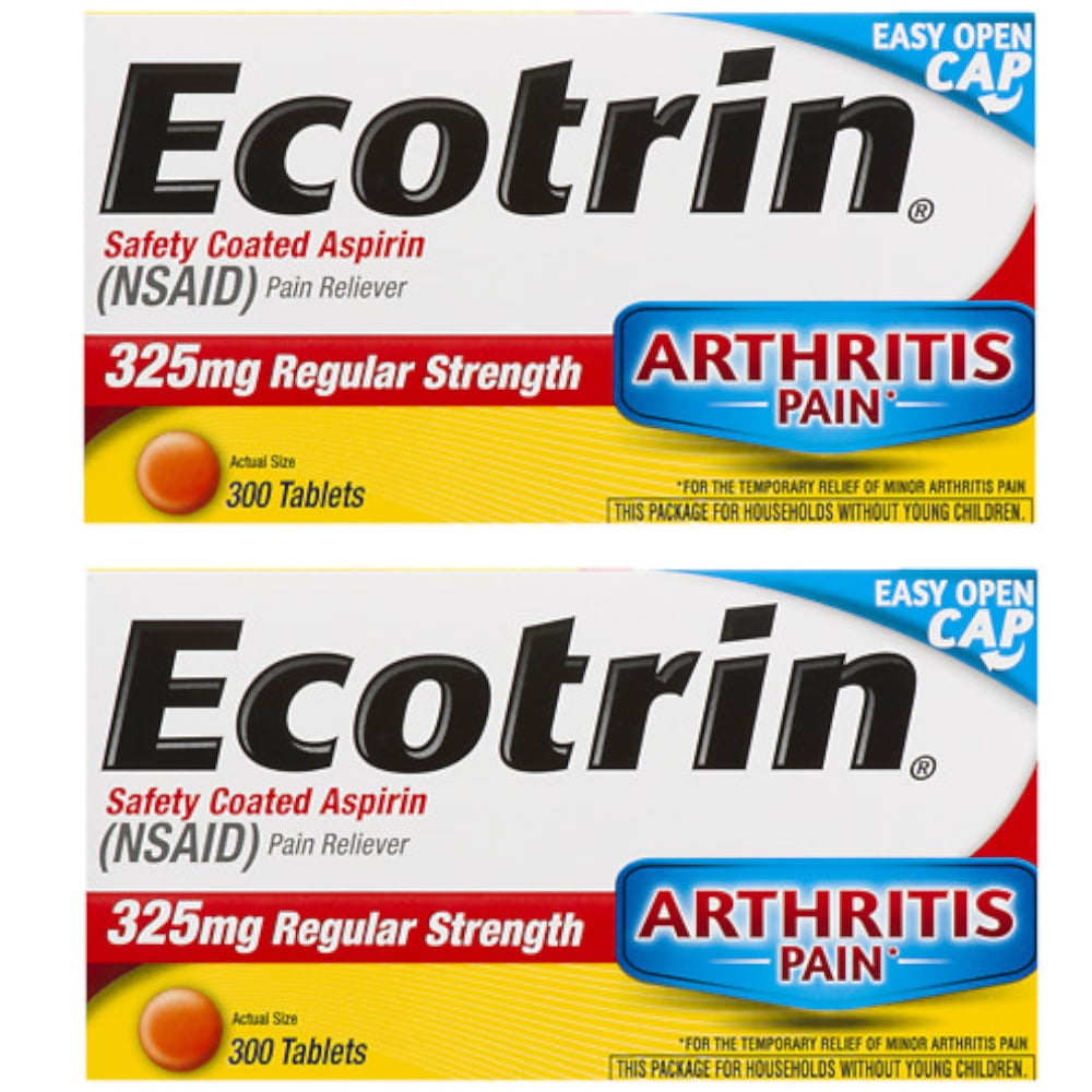 2 Pk Ecotrin Regular Strength Safety Coated Enteric Arthritis Aspirin