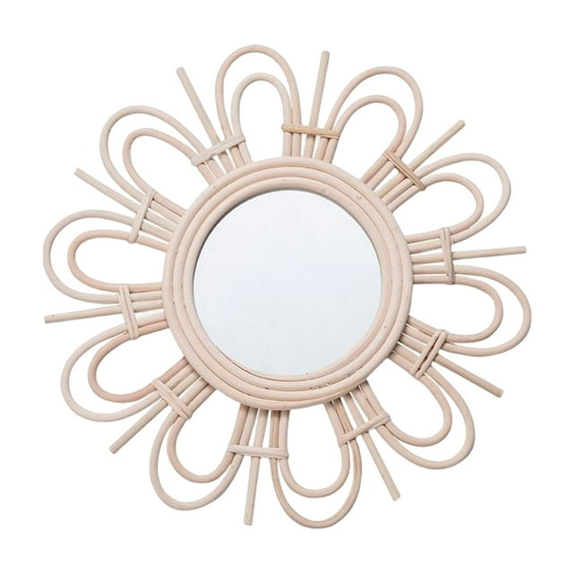 DOLITY Rattan Mirror Art Decoration Decorative Wall Mirror Woven Mirror for Living Room