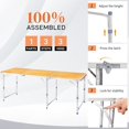 thumbnail image 4 of QueipA 6ft Portable Folding Camping Table, Outdoor Waterproof Adjustable Height Table, Aluminum Lightweight Suitcase Foldable Table for Picnic BBQ Beach Dining, 4 of 16