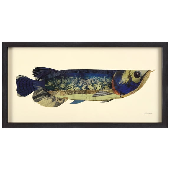 Empire Art Direct Arowana Alex Zeng's dimensional collage, under glass & a black shadow box frame