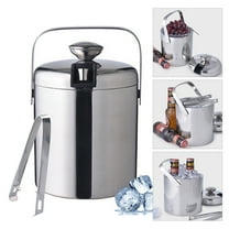 Dwellnix Portable Ice Bucket with Lid and Tong, Durable 304 Stainless Steel Construction, Double-Layer Insulation, Easy to Clean, Ideal Gift for Weddings