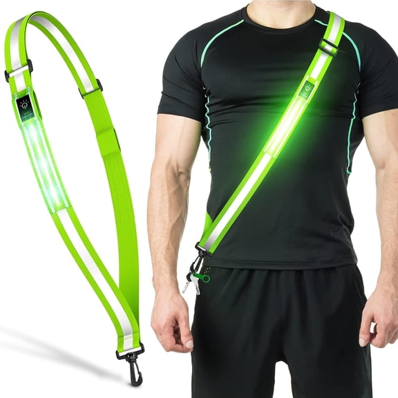 LED Reflective Belt Sash Walking Gear, Reflective Vest Running Gear USB Rechargeable LED Light Up Vest High Visibility Safety Lights for Walkers at