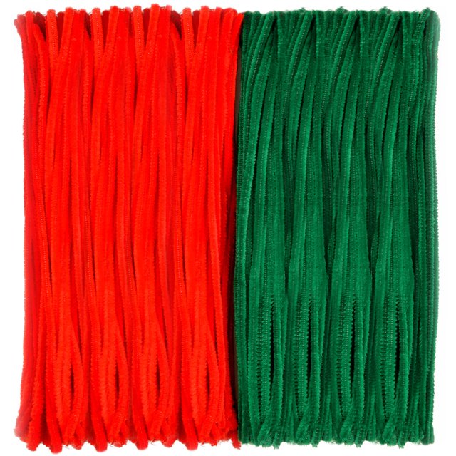 200 Pieces Red Green Pipe Cleaners Chenille 30cm x 6mm Christmas Pipe Cleaners for Craft Christmas DIY Arts (Red, Green)