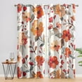thumbnail image 3 of Watercolor Floral Curtains,Orange Flower Blackout Curtains for Bedroom Living Room Decor,Farmhouse Window Curtains Grommet Darkening Drapes 2 Panels-52"W x 72"L (Pack of 2), 3 of 7