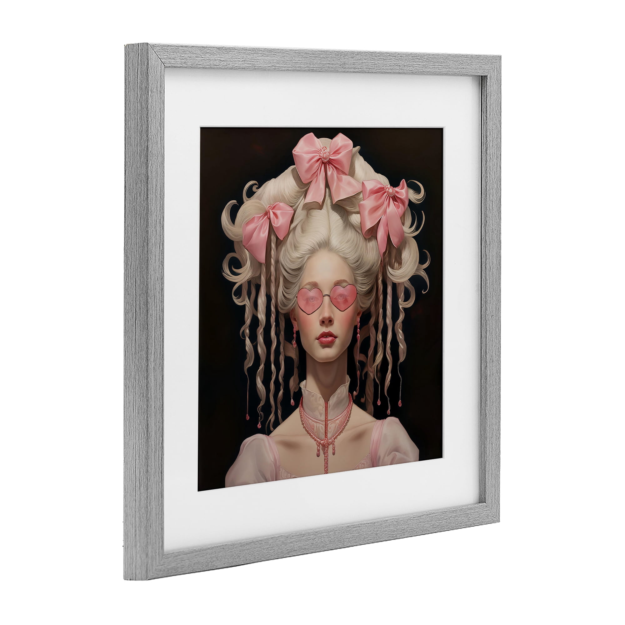 Stupell Industries Rococo Woman Opulent Ribbons Gray Framed Print Under Glass, design by Grotto Studios