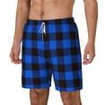 thumbnail image 2 of Balery Buffalo Plaid Blue Black Mens Swim Trunks Swim Shorts for Men Quick Dry Inseam Beach Shorts with Compression Liner Pocket-3X-Large, 2 of 9