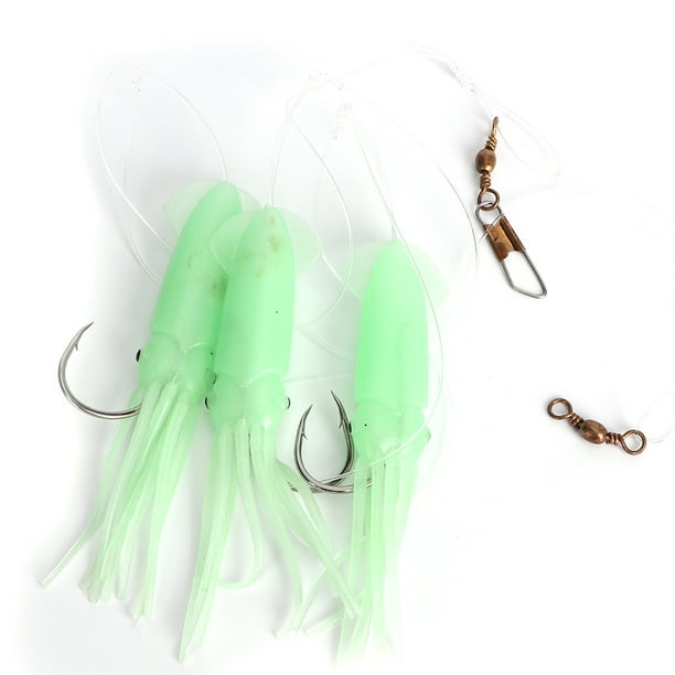 Cebo de Señuelo de Pesca Jadeshay 3 Piezas Calamar Artificial Luminoso