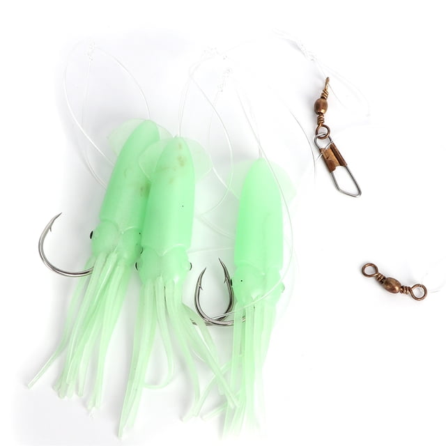 Gancho de cuerda para cebo de calamar, 3 uds., señuelo de pesca Artificial luminoso portátil, cebo de señuelo de calamar Artificial construido para durar