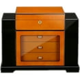 thumbnail image 4 of Baccus Desktop Cigar Humidor w/ Side Storage - High Gloss Two-Tone Finish - Capacity: 200, 4 of 11