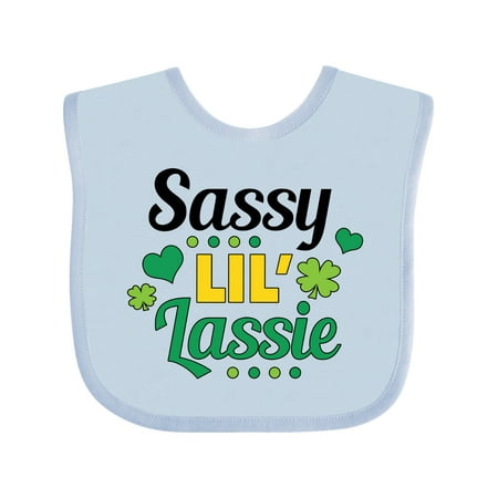 

Inktastic Saint Patrick s Day Sassy Lil Lassie with Shamrocks Gift Baby Girl Bib