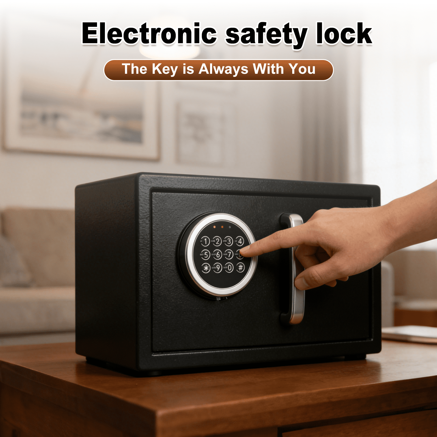 Chrome Keypad Electronic Gun Safe Lock Replacement, Stack on Safe Lock with Solenoid Lock, 2 Override Keys