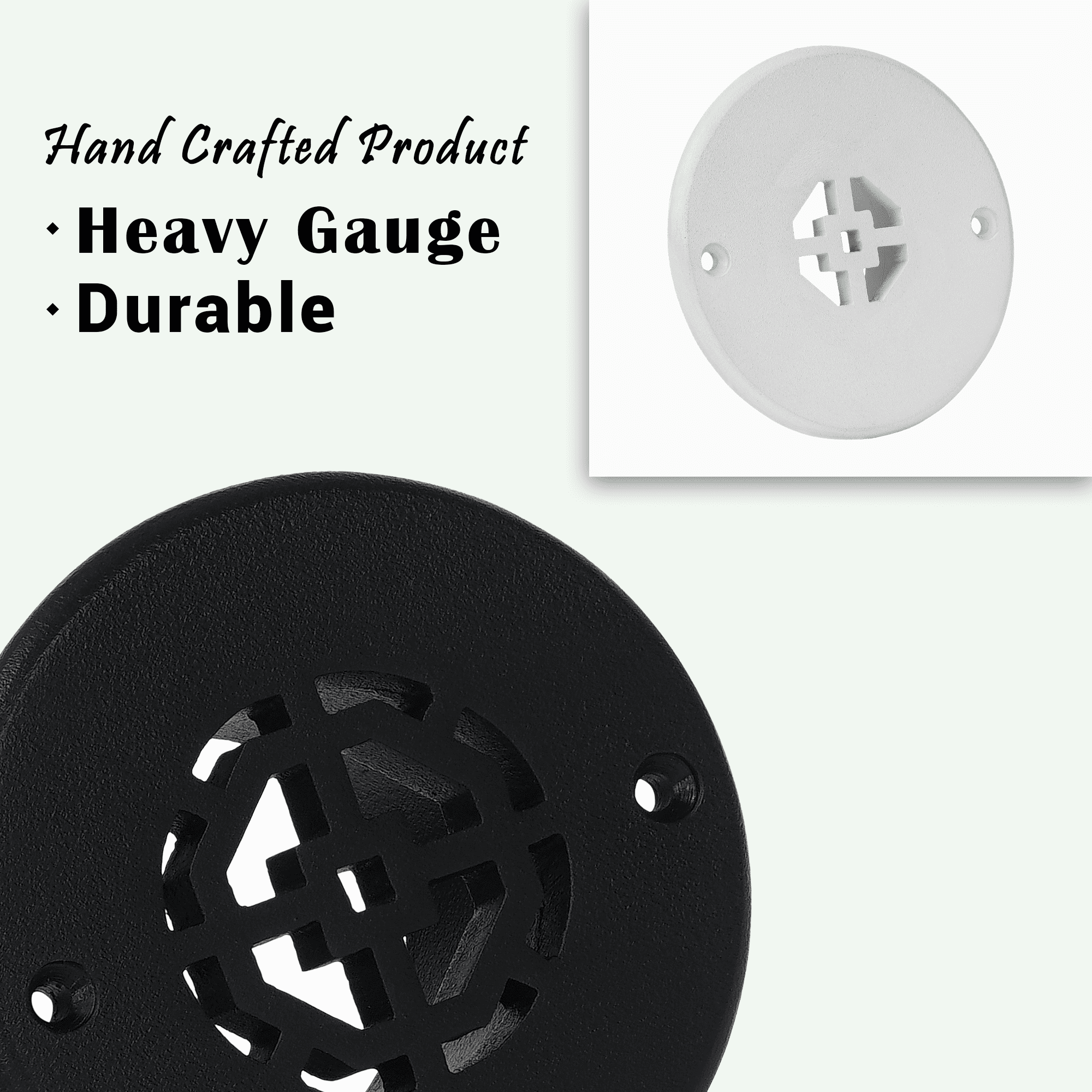 Achtek 2.5" Duct Opening Solid Cast Aluminum Round Grille ( 4" Round Overall) | Powder Coated White - With Holes For Wall / Ceiling