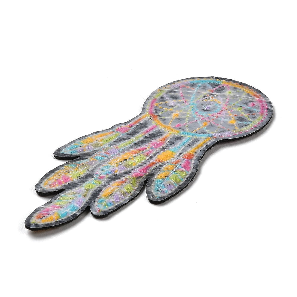100 pc Woven Net/Web with Feather Appliques Computerized Embroidery Cloth Iron on/Sew on Patches Costume Accessories Colorful 97.5x37.5x1mmDIY