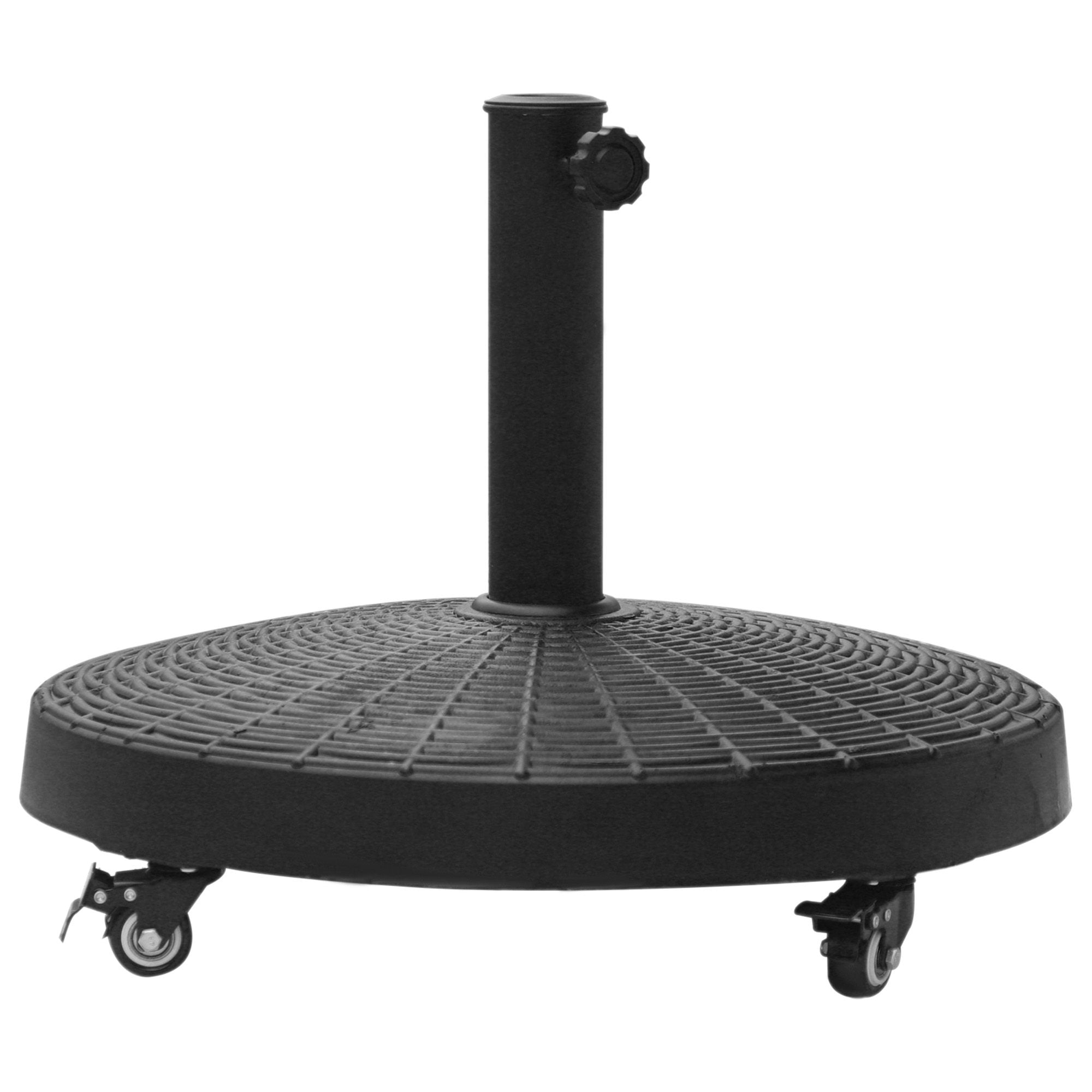 Outsunny 50 lbs. Umbrella Base, 20.5" Round Heavy Duty Umbrella Stand for 1.5" or 2" Umbrella Poles, Patio Market Stand, Black