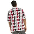 thumbnail image 3 of Vibes Men's Multi color Argyle Printed Pique Polo Shirts Relax Fit Short Sleeve, 3 of 4