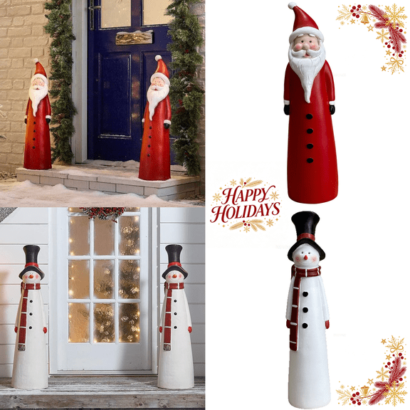 Santa & Top‑Hat Snowman Christmas Tabletop Decor, Festive Desktop Ornaments, Holiday Gift Supplies for Home Indoor Decoration for Christmas, Winter & New Year Celebrations