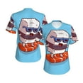 thumbnail image 3 of Yiaed Sushi Salmon Surfing Print Women's T Shirt V-Neck Short Sleeve Shirt Casual Breathable Tee Summer Tops-Small, 3 of 5
