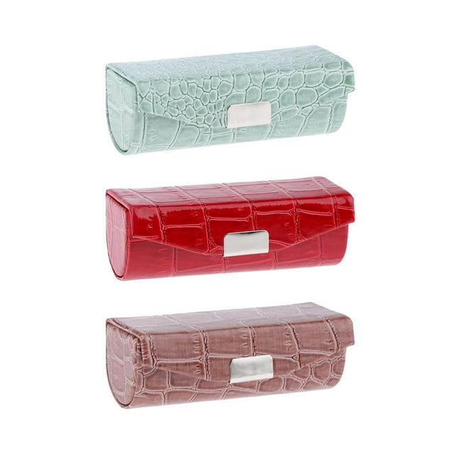 Estuche de pintalabios con espejo,Monedero porta pintalabios,Estuche para pintalabios,Estuche de pintalabios,Caso,Titular de la caja de lápiz labial,Estuche con Verde grisáceo y marrón y rojo Yinane Estuche de pintalabios con espejo