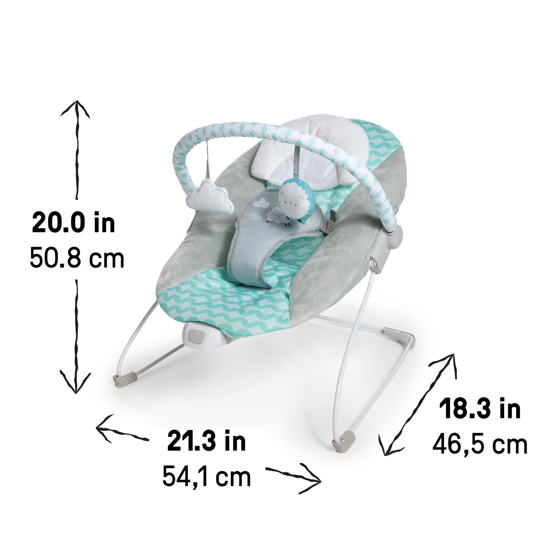 Ity by Ingenuity Bouncity Bounce Vibrating Deluxe Baby Bouncer, Blue, Ages 0-6 Months, Goji