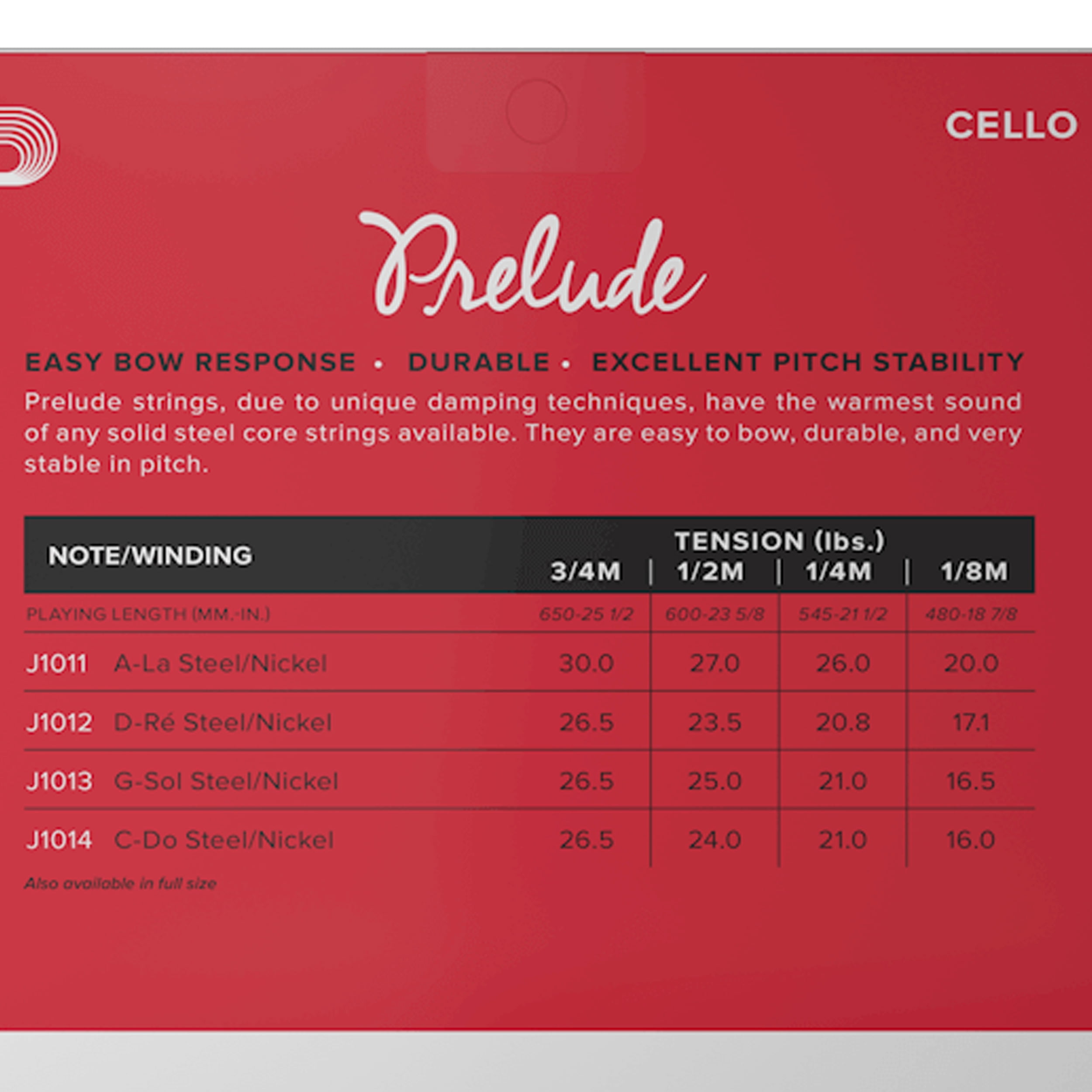 D'Addario Prelude Cello Single G String, 1/8 Scale, Medium Tension, Bulk 10-Pack