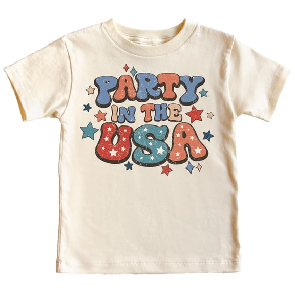 Party in the USA Stars and Stripes 4th of July Family Matching Outfits for Kids and Adults Natural Shirt Youth Small