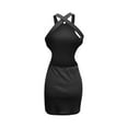 thumbnail image 5 of Women Dresses Sexy High Collar Dresses Sleeveless Solid Fashion Dresses Black Trendy Skirt Size L, 5 of 5