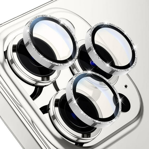 for iPhone 15 Pro/iPhone 15 Pro Max Camera Lens Protector,[Keep Original Shooting] Shatterproof 9H Tempered Glass Camera Screen Protector Metal Ring Cover Film Accessories,Glitter