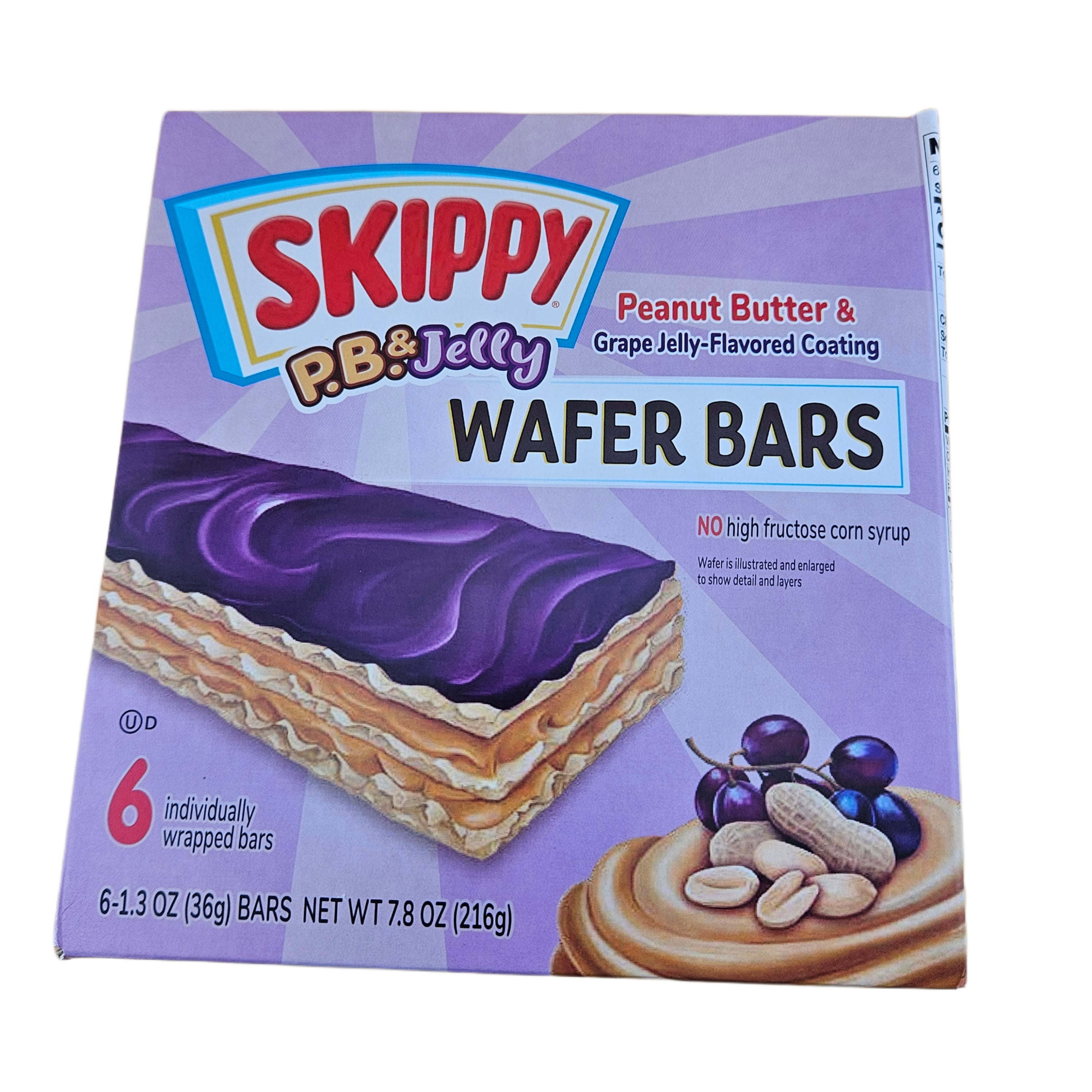 SKIPPY Creamy Peanut Butter And Chocolate Fudge Wafer Snack Bar, 7.8 oz and Peanut Butter And Grape Jelly Coated 7.8 oz