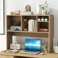 thumbnail image 3 of CRXX Desktop Bookshelf, Countertop Storage Hutch with 4 Shelves for Computer Desk, Dressing Tabletop Display Rack, Multipurpose Desk Hutch Storage Organizer for Home Office Dorm, Natural, 3 of 9