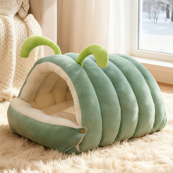 Removable and Washable Four Seasonal Closed-Off Cat Bed, Warm Foldable Secure Pet Nest for Indoor Cats & Small Dogs, Comfor Plush Snuggle Hut for Kitty, Puppy, Pets