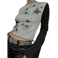 thumbnail image 2 of Gzhioc Floral Long Sleeve Crop Top Hollow Out Aesthetic Harajuku T Shirts 90s Girls Casual Retro Tee Tops Autumn Streetwear,S/M/L, 2 of 5