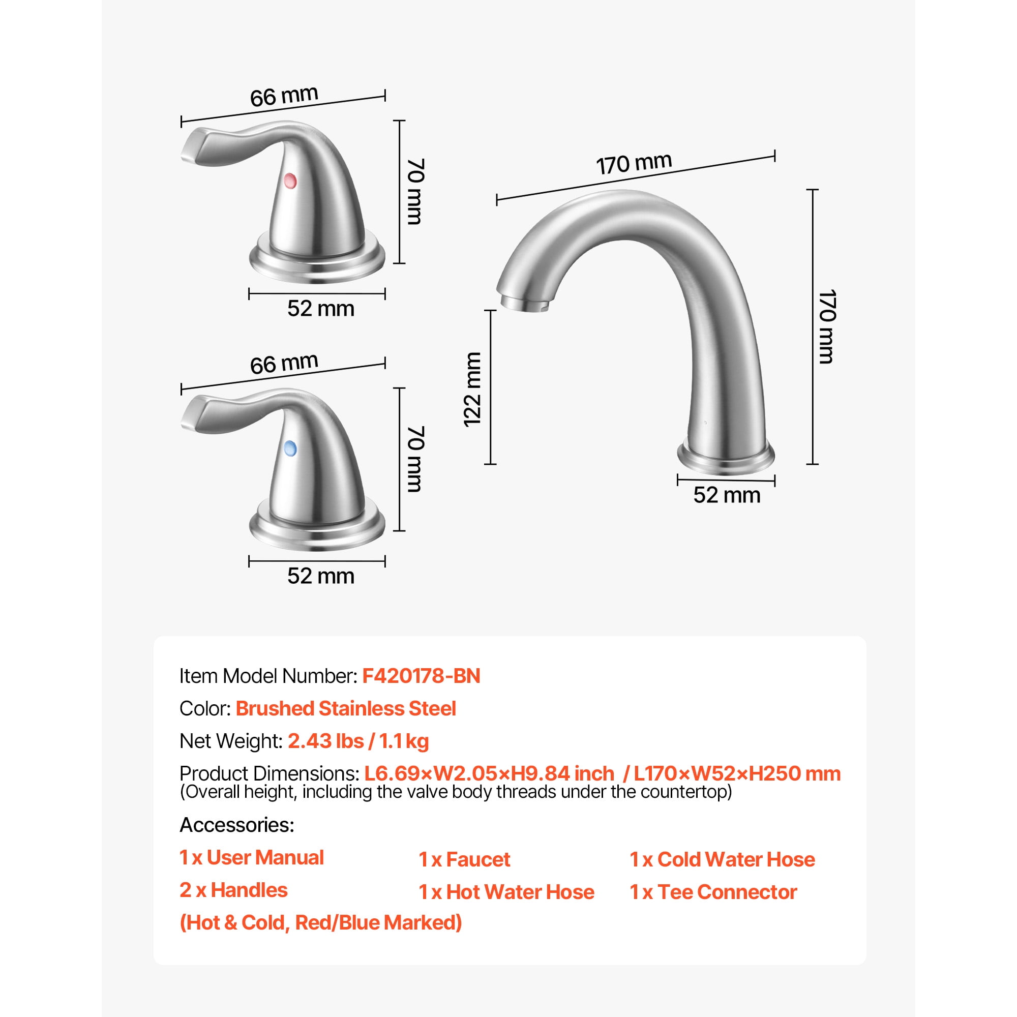 KFFKFF Roman Tub Faucet, 3-Hole Waterfall Bathtub Fixture, Gooseneck Bath Faucet Set with Dual Handles, Deck-Mounted Tub Faucet for Comfortable Bathing, Brushed Stainless Steel, High Arc Design