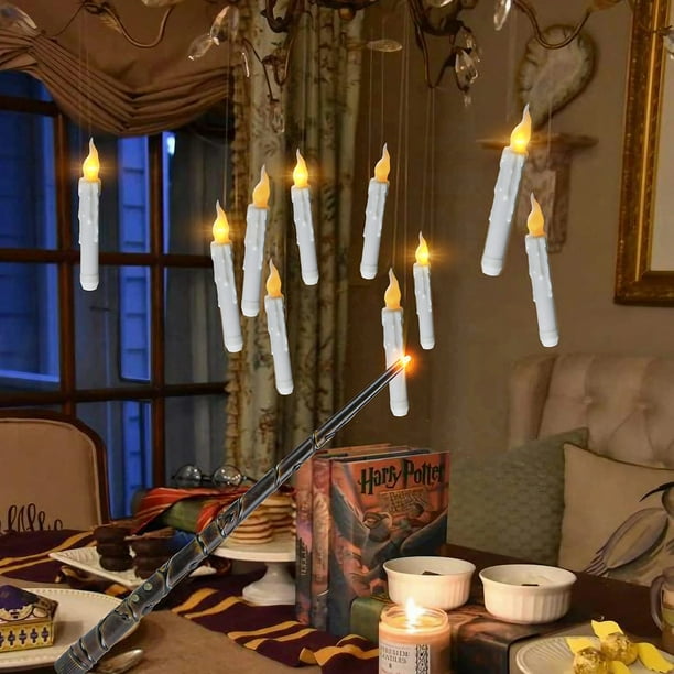 Set bougies LED 12pcs Bougies LED magiques suspendues avec baguette magique  télé