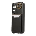 thumbnail image 6 of Wallet Back Case for Samsung Galaxy A14 5G with Wrist Strap, Stylish Magnetic Card Holder Finger Ring Kickstand PU Leather Lanyard Shockproof Slim Phone Case for Samsung Galaxy A14 5G, Black, 6 of 7