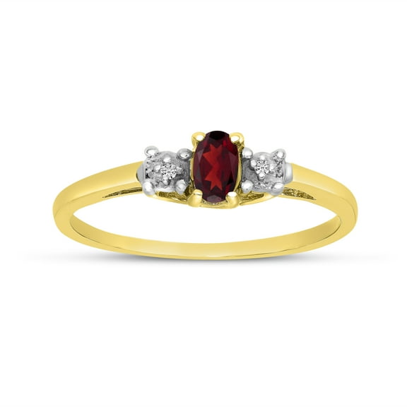 14k Yellow Gold Oval Garnet And Diamond Ring