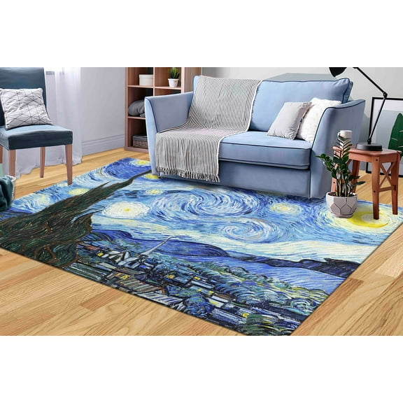 Gift For Him Rug, The Starry Night Rugs, Bath Rug, Famous Rug, Home Decor Rug, Area Rug, Famous Rug Kitchen Rugs, Entry Rug, Living Room Rug, 1.7'x2.3' - 50x70 cm