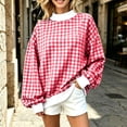 thumbnail image 2 of Women's Mock Neck Sweatshirts Plus Size Long Sleeve Patchwork Pullover Tops Fall Fashion Casual Oversized Outfits (L, Red), 2 of 7