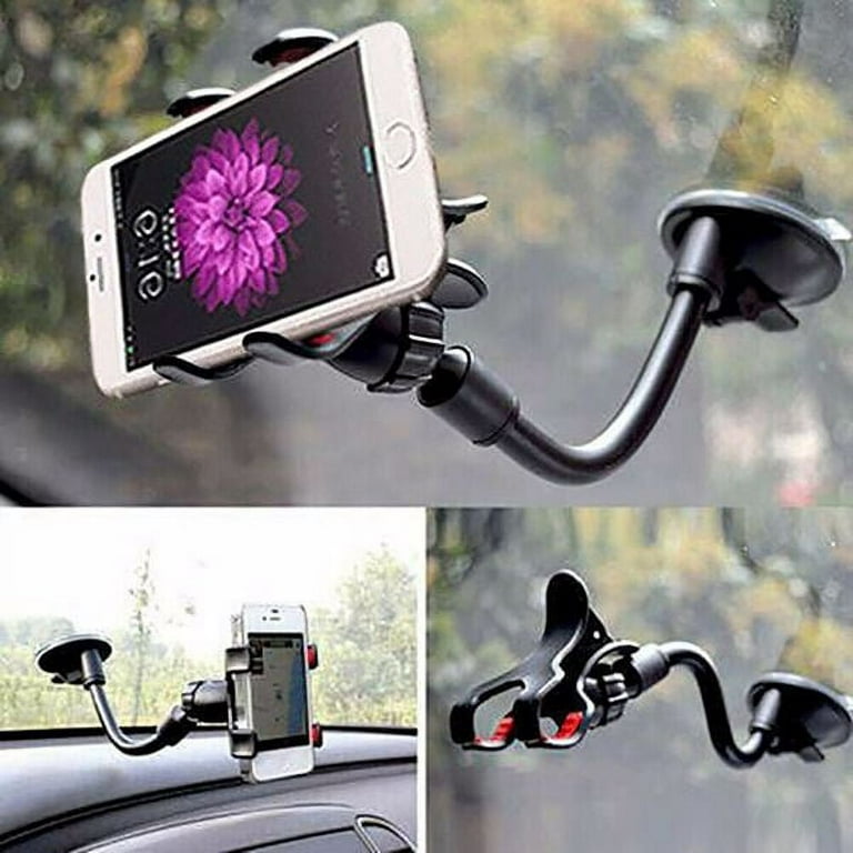 ivoler Car Phone Mount Windshield, Long Arm Clamp Universal Windshield with  Double Clip Strong Suction Cup Cell Phone Holder Compatible with iPhone 13