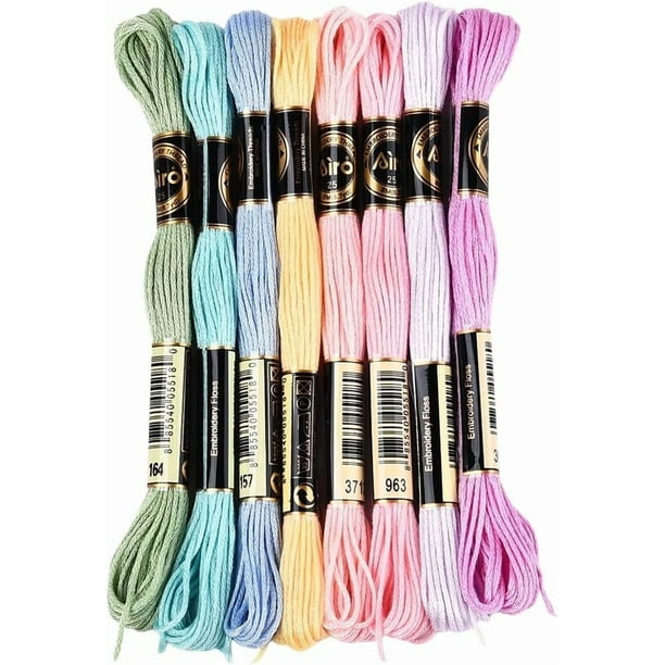 8 madejas de 6 hebras de hilo de bordar de colores variados, hilo para pulseras de la amistad, hilo de poliéster para coser, hilo a granel