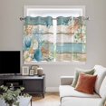 thumbnail image 4 of Teal Brown Beach Coastal Kitchen Curtains Window Panels, Summer Nautical Coral Shell Botanical Vintage Insulated Window Treatment Curtain, Grommet Curtains for Bedroom/Living Room, 2 Piece 52"Wx45"L, 4 of 8