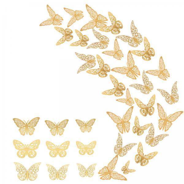 2x 36 piezas pegatinas de decoración para el hogar mariposas diseño hueco tridimensional papel tapiz mural extraíble pegatinas de nevera DIY para sala Zulema Pegatinas de pared