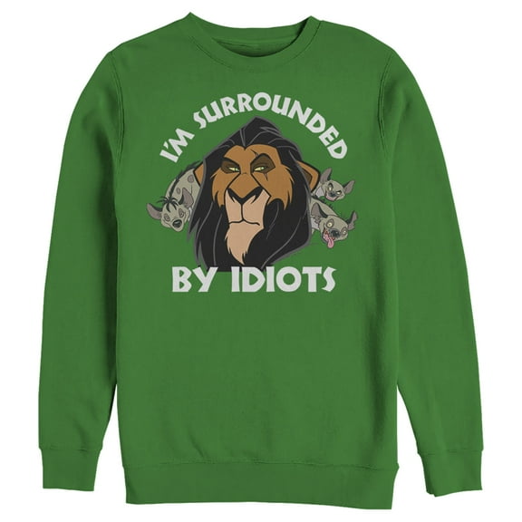 Men's Lion King Scar Surrounded by Idiots Sweatshirt Kelly Green 2X Large