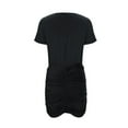 thumbnail image 6 of Womens Summer Bodycon Mini Dress Casual Solid Color Short Sleeve Ruched Club Short T Shirt Dress Party Dress, 6 of 7