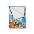 thumbnail image 2 of Colorful Soft Flannel Fleece Throw Blanket, Public Square of Stortorget Image at Stockholm Old Town Art Print, Cozy Plush for Indoor and Outdoor Use, 50" x 60", Pale Sky Blue Multicolor, by Ambesonne, 2 of 5