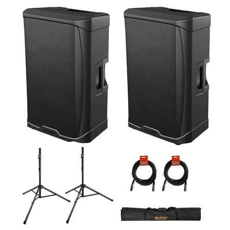 Gemini Sound GD-215PRO 1300-Watt Professional PA Speakers with Bluetooth (Pair) Bundle with Auray SS-47S-PB Deluxe Steel Speaker Stands with Tripod Base and Carrying Case and 2x XLR Cable - image 8