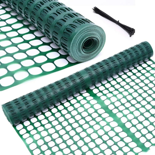 Plastic Garden Fence Animal Barrier x Decorative Snow Fence Netting Roll with Zip Ties Temporary Use for Pool Decor Deer Rabbit Chicken Dog Poultry