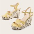 thumbnail image 1 of Zapatos de mujer Casual Cuñas de paja Tacón súper alto Estilo romano Hebilla Tobillo Correas Sandalias Wmkox8yii  sa3780, 1 of 6