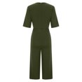 thumbnail image 5 of Zpanxa Jumpsuits for Women Casual Summer Fashionable and Comfortable Solid Color Short Sleeved V-neck Jumpsuit Army Green L, 5 of 6