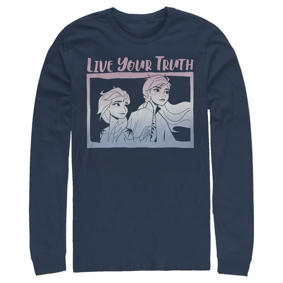 Men's Frozen 2 Sister Live Truth  Long Sleeve Shirt Navy Blue X Large